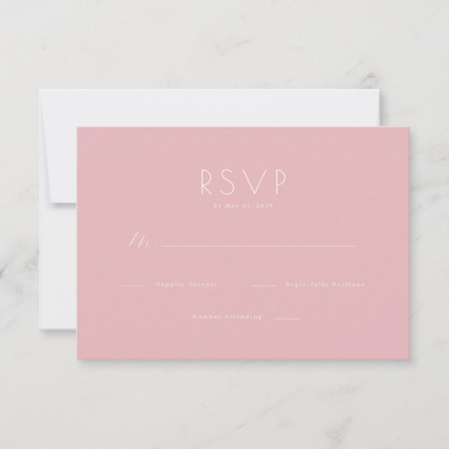 Elegante RSVP Minimalista Rosa (Anverso)