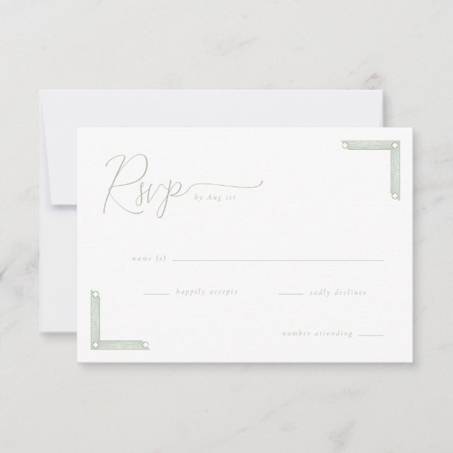 Elegante RSVP minimalista verde (Anverso)