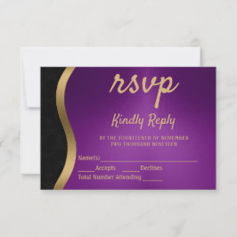 Elegante RSVP morado y dorado