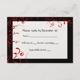 Elegante RSVP negro, rojo, blanco