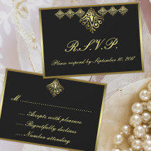 Elegante RSVP negro y oro