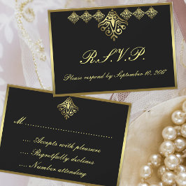 Elegante RSVP negro y oro