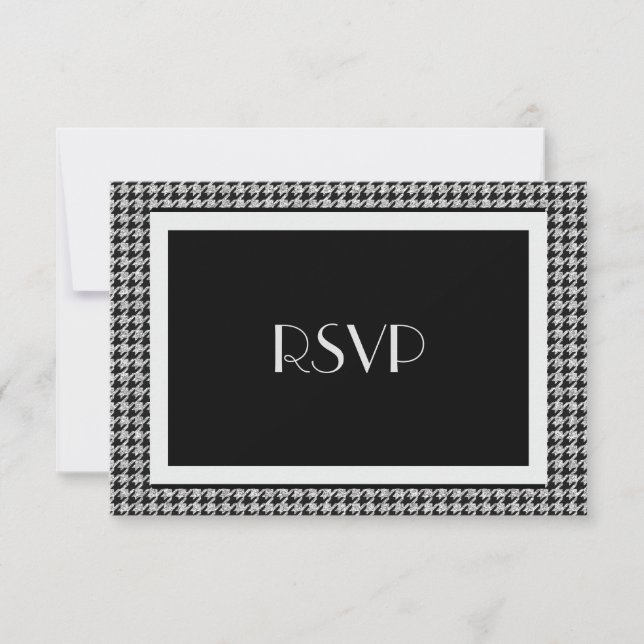 Elegante RSVP negro y plateado (Anverso)
