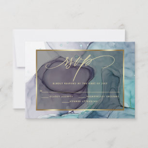 Elegante RSVP Plum Purple Verde azulado Tinta de M