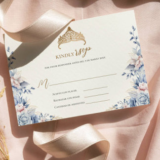 Elegante rsvp quinceañera Dorado floral rosa
