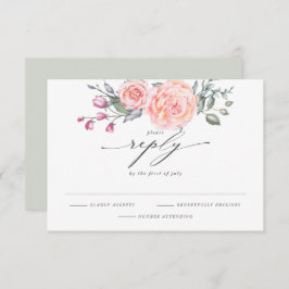 Elegante RSVP Rústica acuarela Casas Rosadas