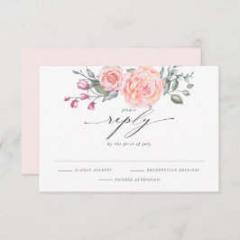 Elegante RSVP Rústica Rubor Roses rosados