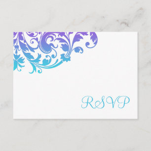 Elegante RSVP Verde azulado Morado Floreciente