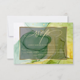 Elegante RSVP vibrante Verdes y Golds Tinta de Már