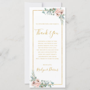 Elegante Rubor Floral 4x9 Gracias Tarjeta De Recep
