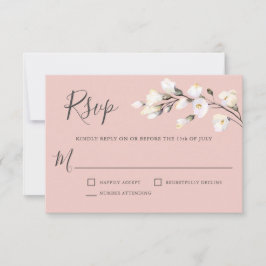 Elegante Rubor floral blanco de boda rosa RSVP