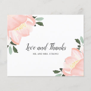 Elegante Rubor Floral Budget Boda Tarjeta de agrad