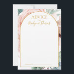 Elegante Rubor Floral Garden | Tarjeta de asesoram<br><div class="desc">Este elegante jardín florido | La tarjeta de consejo boda es perfecta para su boda botánico boho, de primavera rosada. El diseño presenta un marco de Relieve metalizado dorado acompañado por un sencillo rosa de champán color melocotón, un verde eucalipto verde de sabio minimalista y una flor silvestre de adormidera...</div>