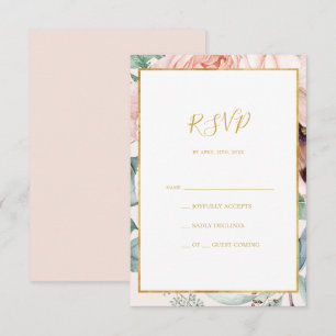 Elegante Rubor Floral Garden Tarjeta RSVP de Pas