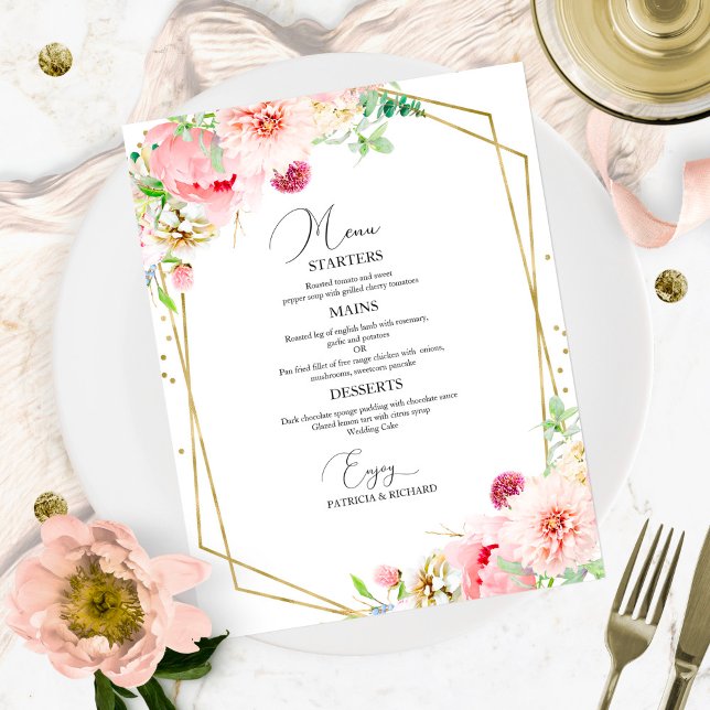 Elegante Rubor Floral Geométrica Boda Tarjeta de m (Subido por el creador)