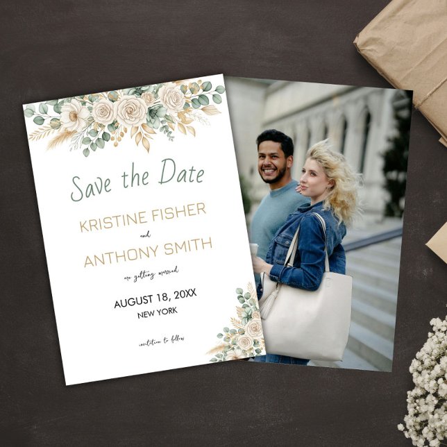 Elegante Rubor Floral Guardar la tarjeta de fecha (Elegant Blush Floral Save the Date Card)