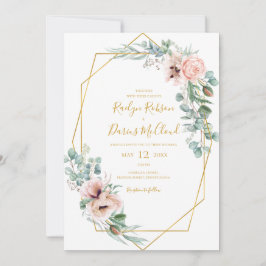Elegante Rubor Floral | Invitación a la boda casua