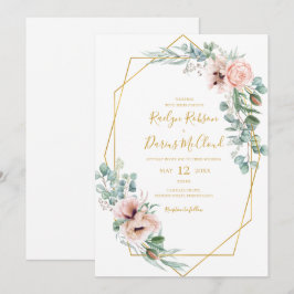 Elegante Rubor Floral | Invitación a la boda casua