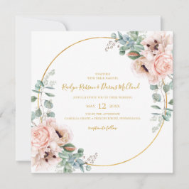 Elegante Rubor Floral | Invitación a la boda cuadr