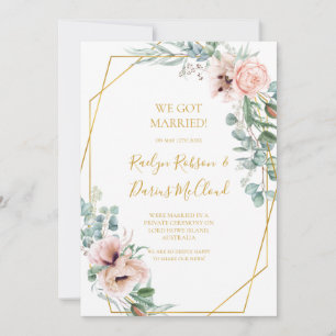 Elegante Rubor Floral Invitación Elopement