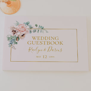 Elegante Rubor Floral Libro de invitados de Past