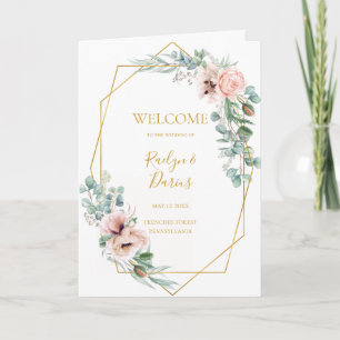 Elegante Rubor Floral Programa de Bodas Dobles