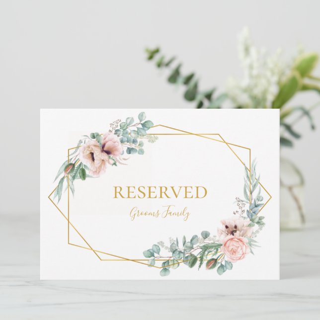 Elegante Rubor Floral | Rótulo reservado (Anverso de pie)