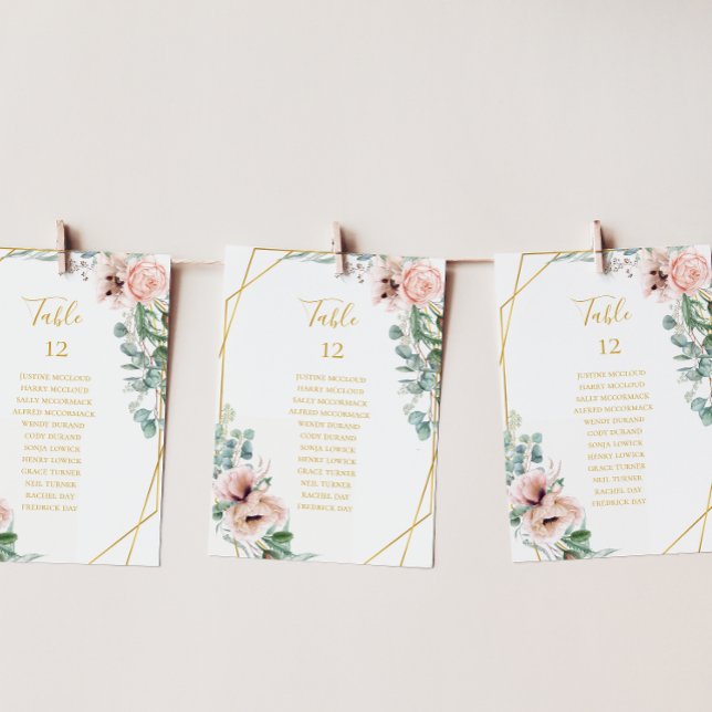 Elegante Rubor Floral | Tabla de asientos con núme (Subido por el creador)