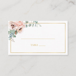 Elegante Rubor Floral   Tarjeta Boda plana