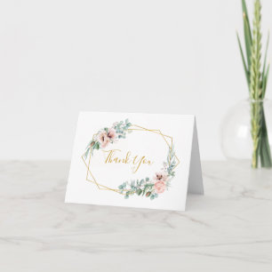 Elegante Rubor Floral Tarjeta de agradecimiento