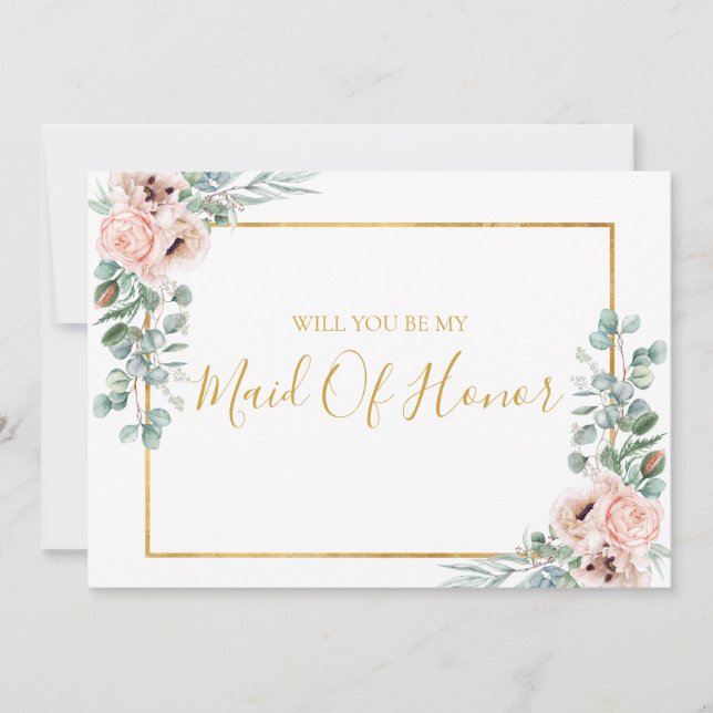 Elegante Rubor Floral | Tarjeta De Propuesta De La (Anverso)