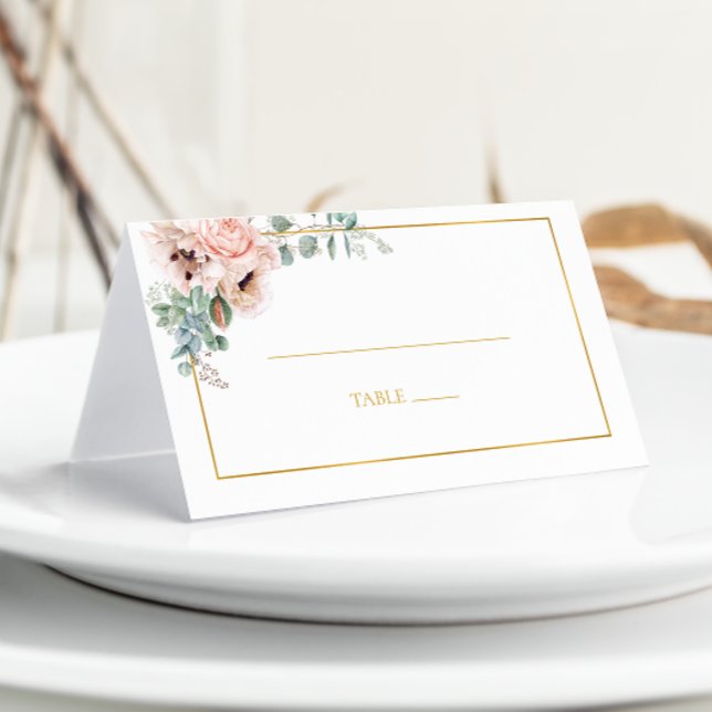 Elegante Rubor Floral | Tarjeta plegada (Subido por el creador)