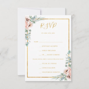 Elegante Rubor Floral   Tarjeta RSVP de elección d