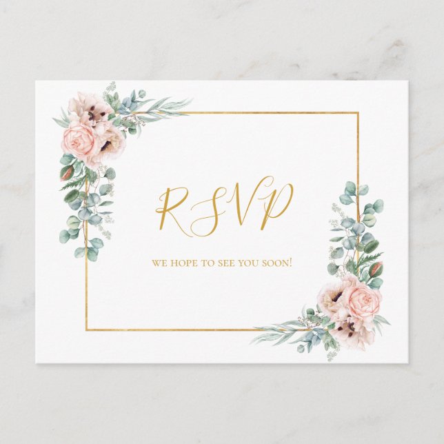 Elegante Rubor Floral | Tarjeta RSVP de elección d (Anverso)