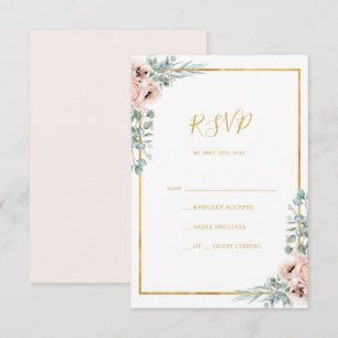 Elegante Rubor Floral Tarjeta RSVP de Pastel