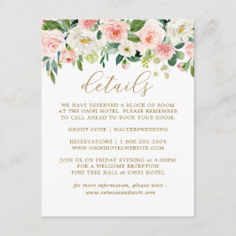 Elegante Rubor Gold Floral Boda Tarjetas de Detall