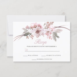 Elegante Rubor & Grey White Floral Wedding RSVP