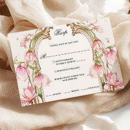 Elegante Rubor Pink Floral Rsvp con opciones de co