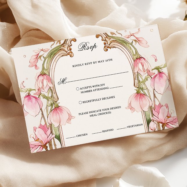 Elegante Rubor Pink Floral Rsvp con opciones de co (Subido por el creador)