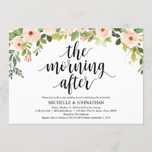 Elegante Rubor Post Boda Brunch - Tarjeta de invit