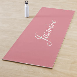 Elegante Rubor Rosa Nombre Personalizado Yoga Mat