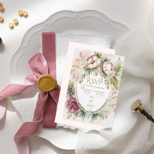 Elegante Rubor rosado Romántico matrimonio RSVP