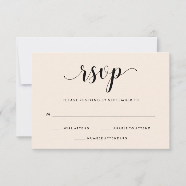 Elegante Rubor Wedding RSVP (Anverso)