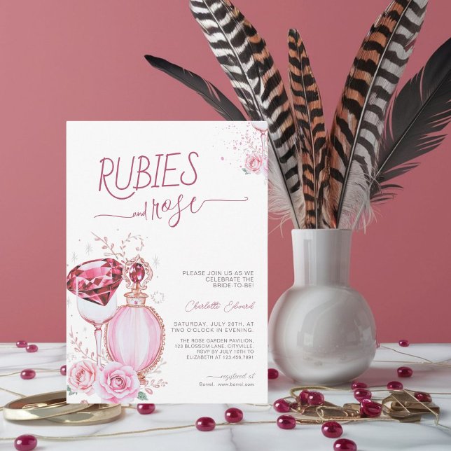 Elegante Ruby y Rosa Bridal Shower Invitación (Subido por el creador)