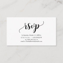 Elegante Rustic Black, Invitación RSVP, responder
