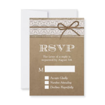 Elegante Rustic Burlap String Bow Wedding RSVP