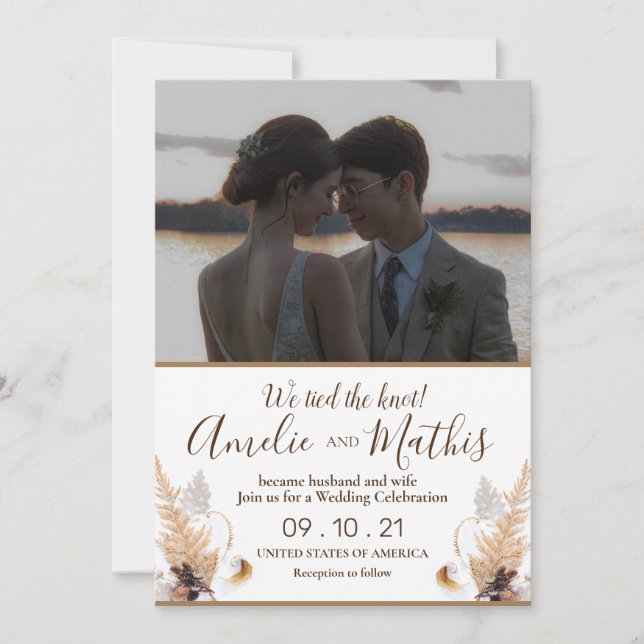 Elegante rústico con invitación a la boda fotográf (Anverso)