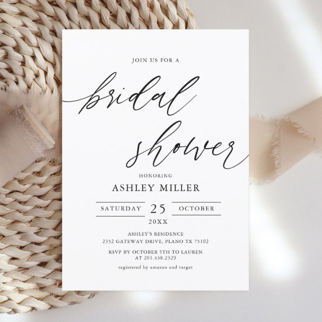 Elegante Rústico Simple Bridal Shower Invitación (Subido por el creador)