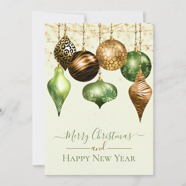 Elegante Safari Gold Ornament Merry Christmas Card (Anverso)