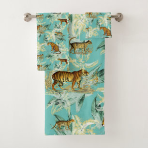 Elegante Safari Tropical Gatos Salvajes Tigre Azul